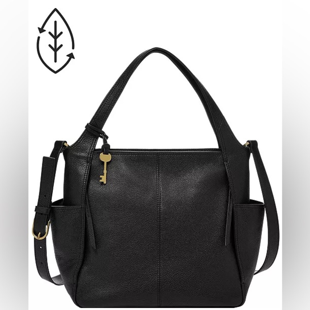 Fossil Black Leather Tote Bag
